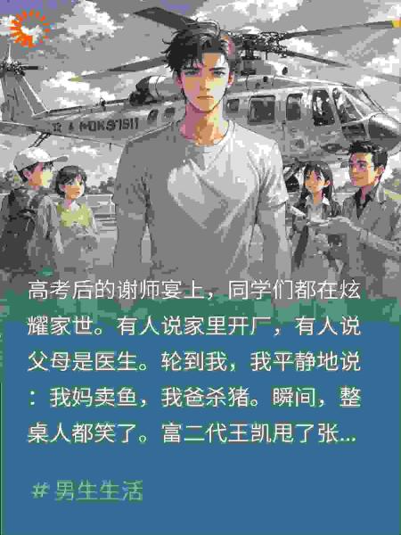 嫌我鱼腥味大？爸开直升机降落，全班看傻