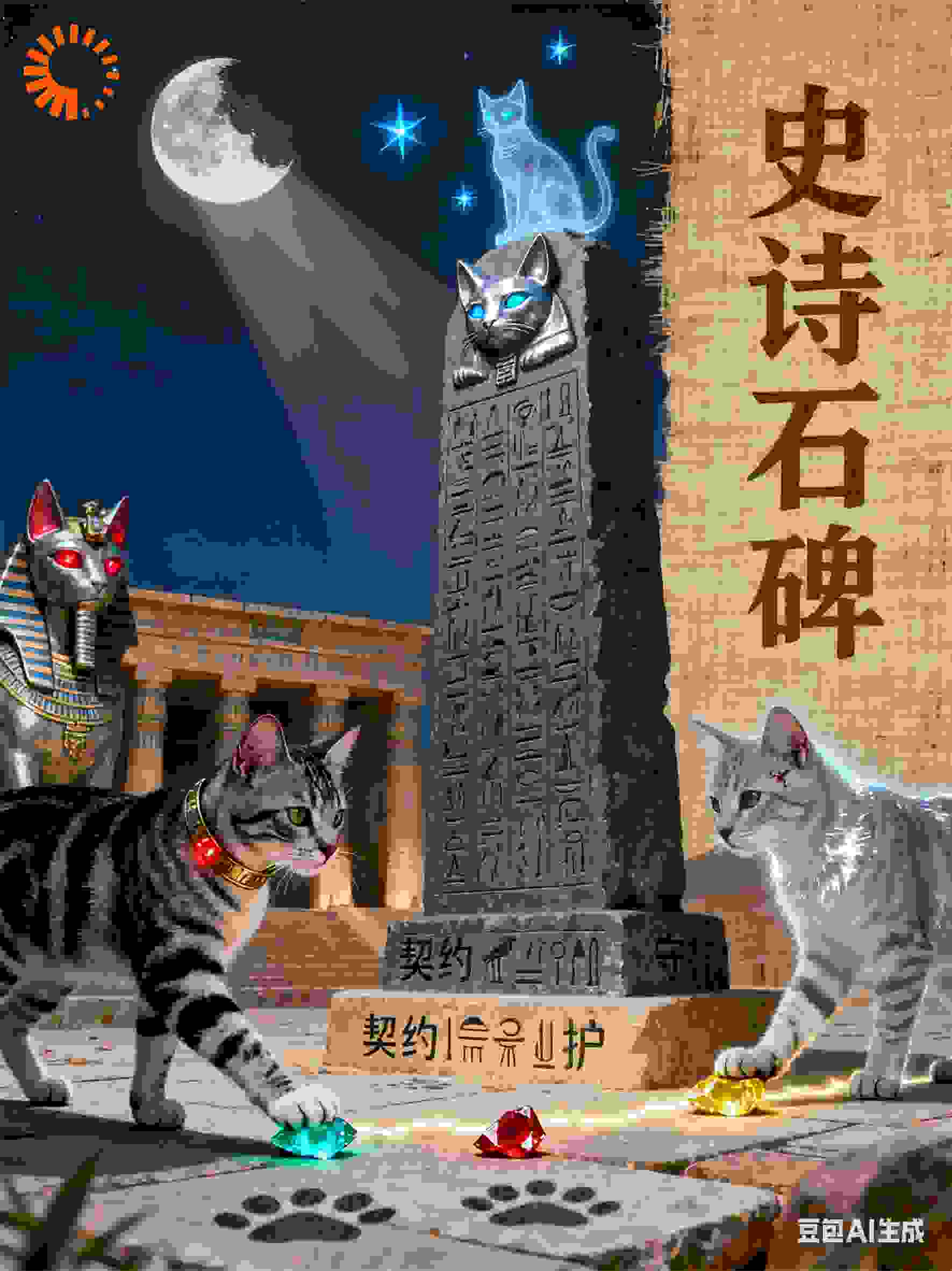 猫灵引路与史诗石碑
