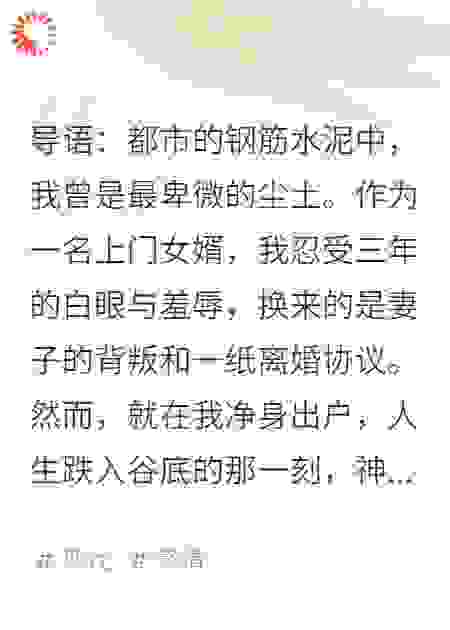 离婚当天，搬砖赘婿激活神豪系统，消费百倍返利